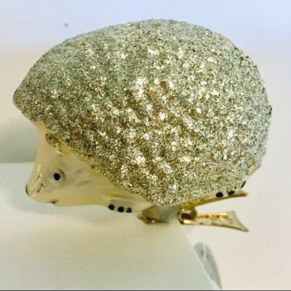 Light Gold Glass Clip On Hedgehog Ornament Xmas - Picture 4 of 7